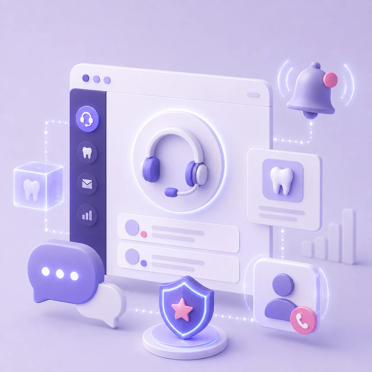 Priority support dashboard with headset, notification, chat, and phone icons