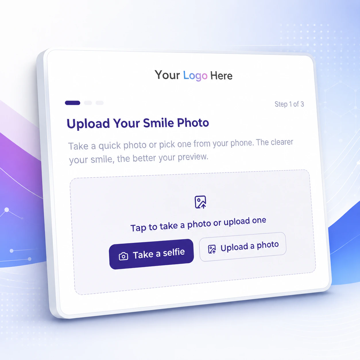 Smile Simulator photo upload screen