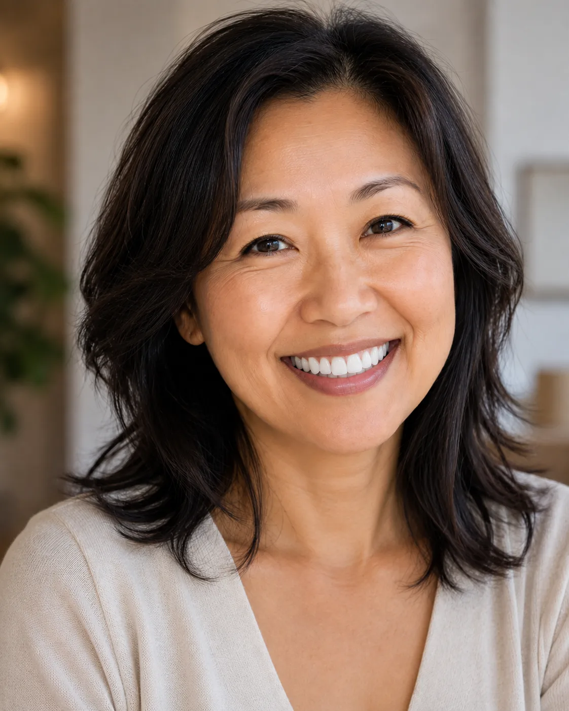 Patient smile after teeth whitening simulation
