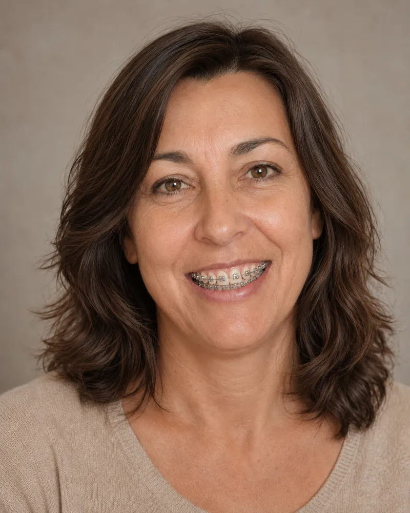Patient smile after traditional braces simulation, example 2