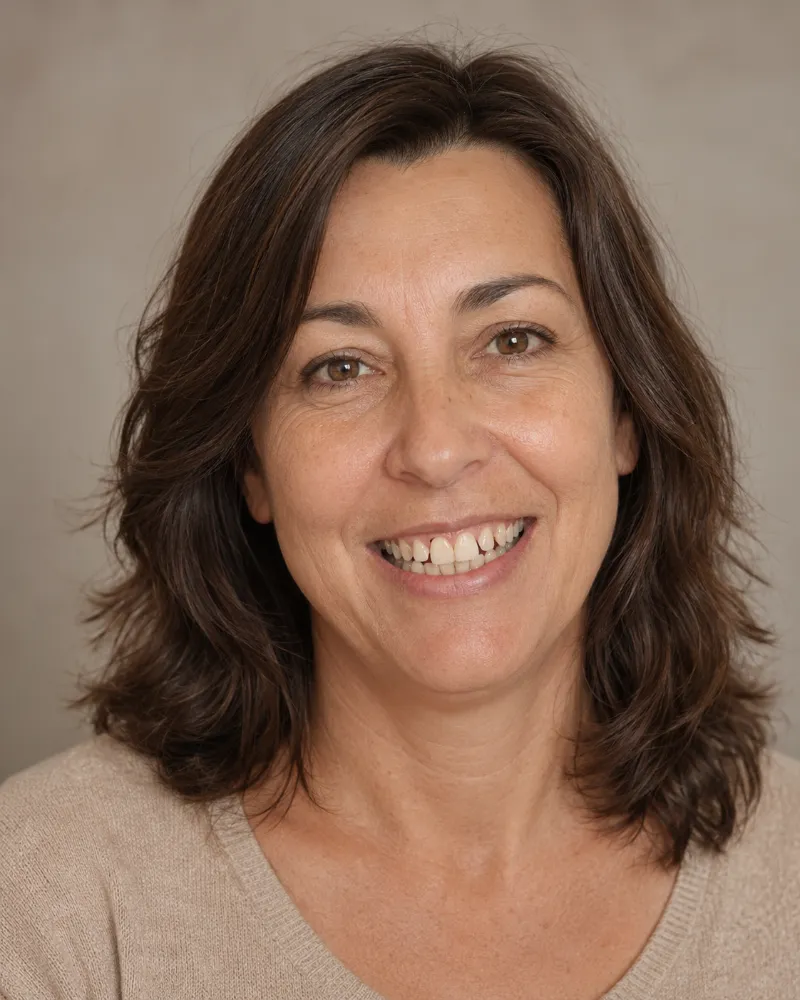 Patient smile before traditional braces simulation, example 2