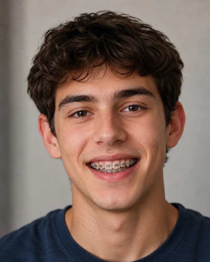 Patient smile after traditional braces simulation